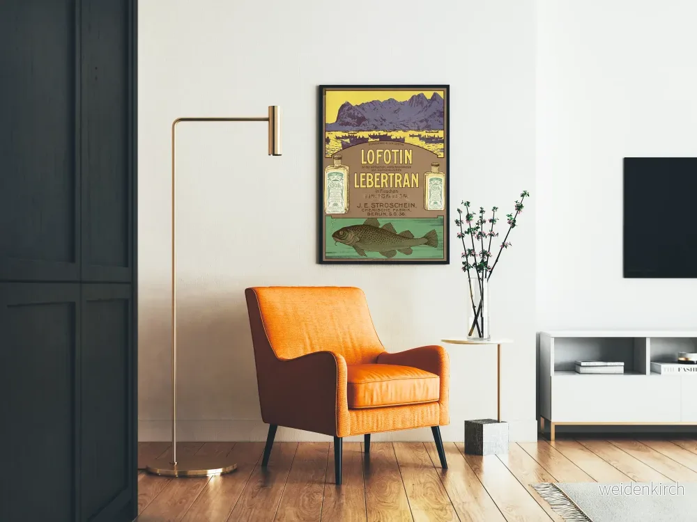 Vintageposter Lofotin Lebertran - Maritim väggdekoration och fiske - Bild 2