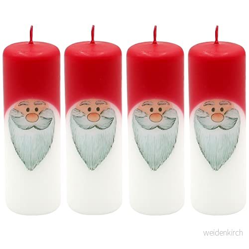 Dekohelden24 1 förpackning med 4 adventsljus i vitt rött, som tomte, H/: 12 x cm. FR 12040 AK siffror 4250905179530