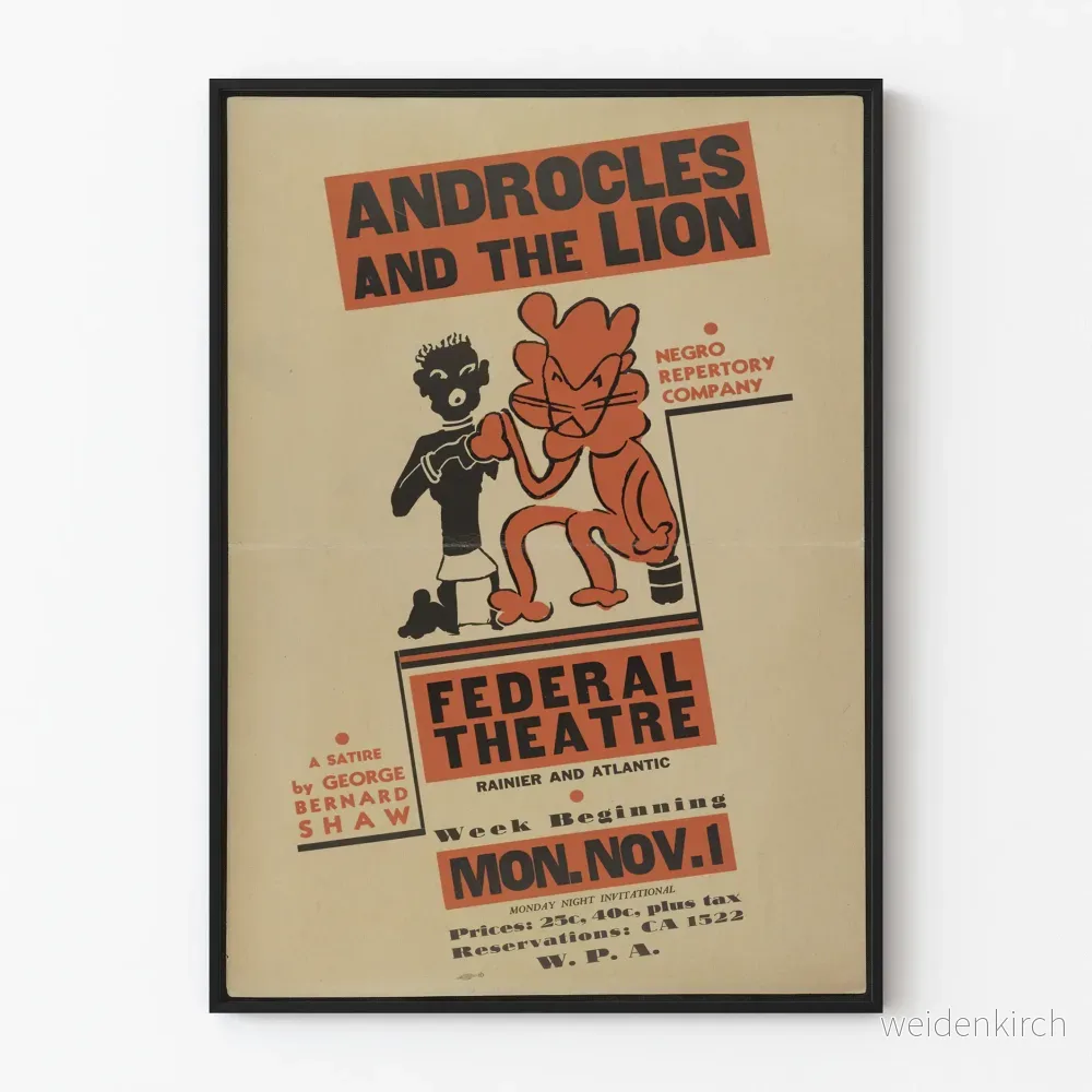 Vintage teaterposter Androcles och Lejonet Federal Theatre