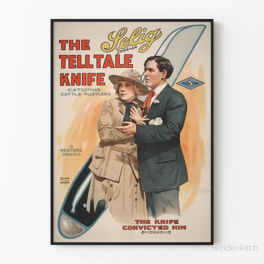 Vintage dekorativ poster - The Tell Tale Knife Western Drama