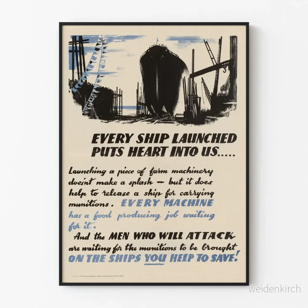 Vintage dekorativ poster med fartyg och ammunition