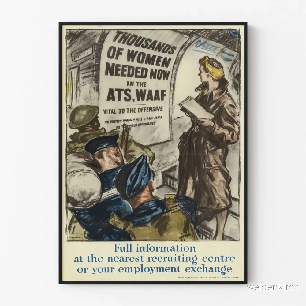 Vintageaffisch för rekrytering av kvinnor ATS och WAAF