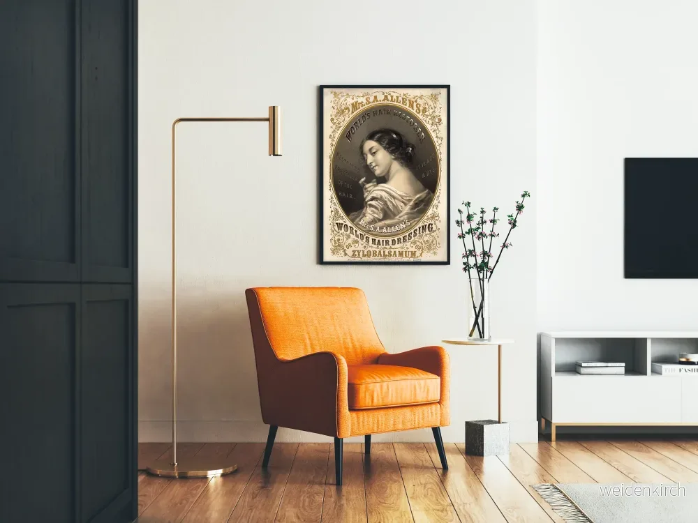 Vintageposter Mrs. S.A. Allens världshårförstärkare - Retro väggdekoration - Bild 2