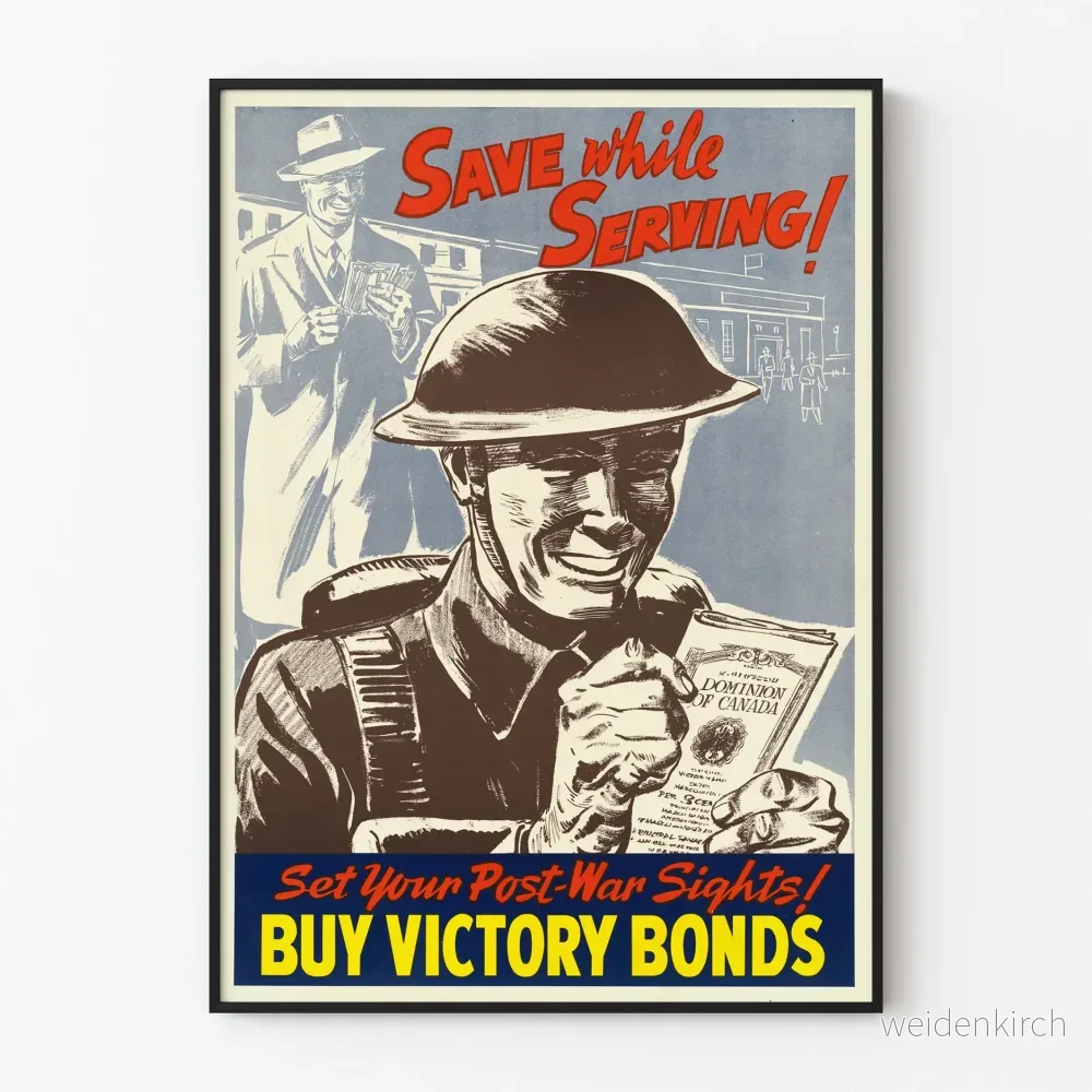 Vintage propagandaposter för att köpa segerobligationer