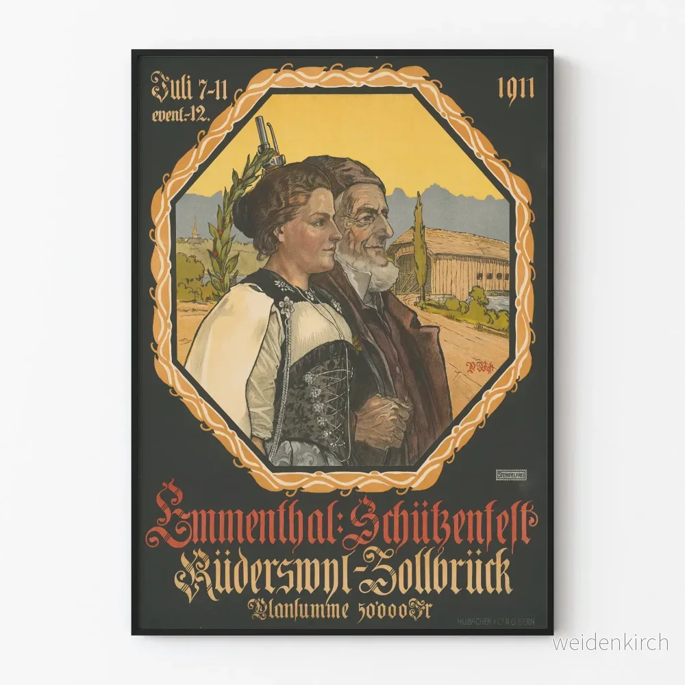 Dekorativ poster Emmenthal Schützenfest 1911 traditionell Dekorativ poster Emmenthal Schützenfest 1911 traditionell