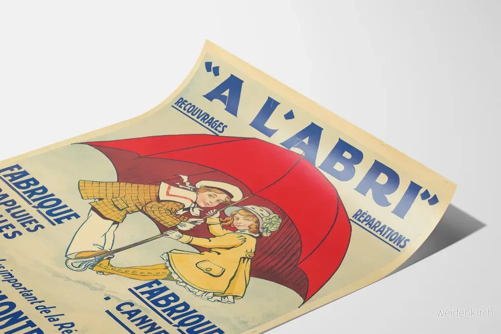 Vintageposter A L'ABRI paraplyer och käppar väggdekoration - Bild 3