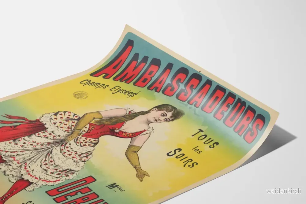 Vintageposter av Ambassadeurs på Champs-Élysées med Melle Derly - Bild 3