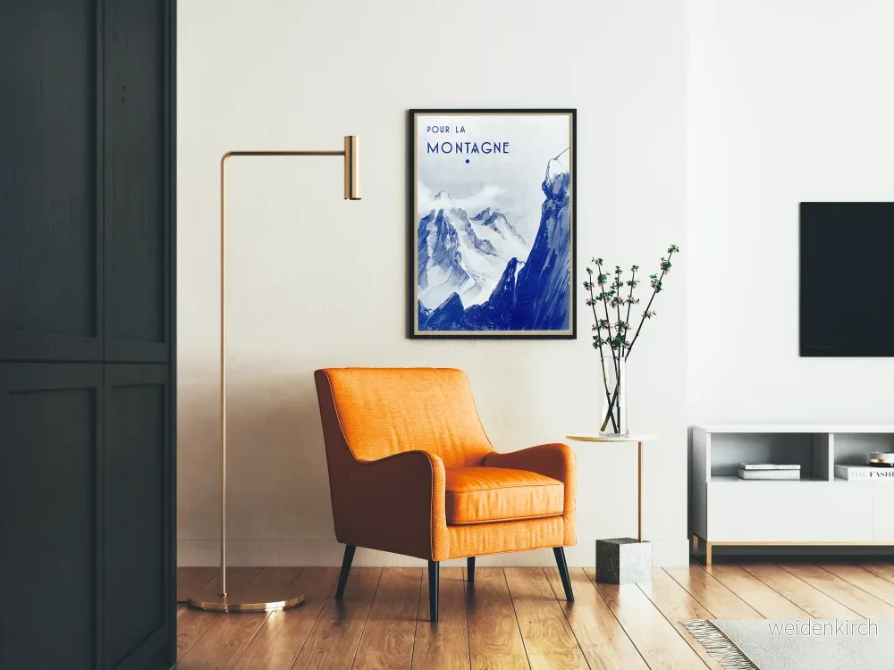 Vintage bergsdekorativ poster med blått tema - Bild 2