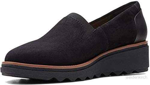Clarks dam Sharon Dolly tofflor, Svart mocka med mörkbrun kant, 38.5 EU 889309646498