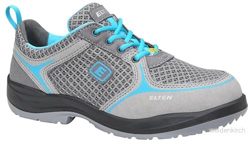 ELTEN Säkerhetsskor MILA aqua Low ESD S1, dam, textil, stålhätta, lätta, sportiga, grå/turkos, storlek: 35 4030839195178