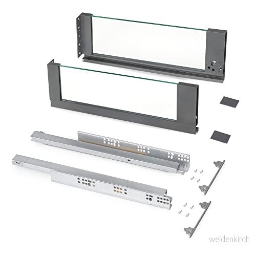 Emuca Vertex ytterlåda 40 kg höjd 178 mm med glasväggar, 450 mm, grå antracit, stål och aluminium glas, 1 set 8432393287089