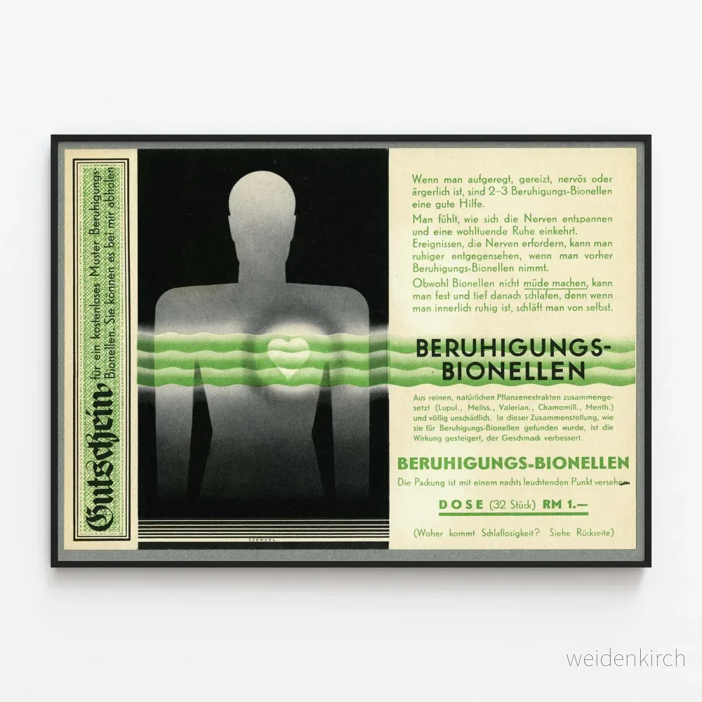 Tysk vintageposter Beruhigungs-Bionellen – lugnande väggdekoration