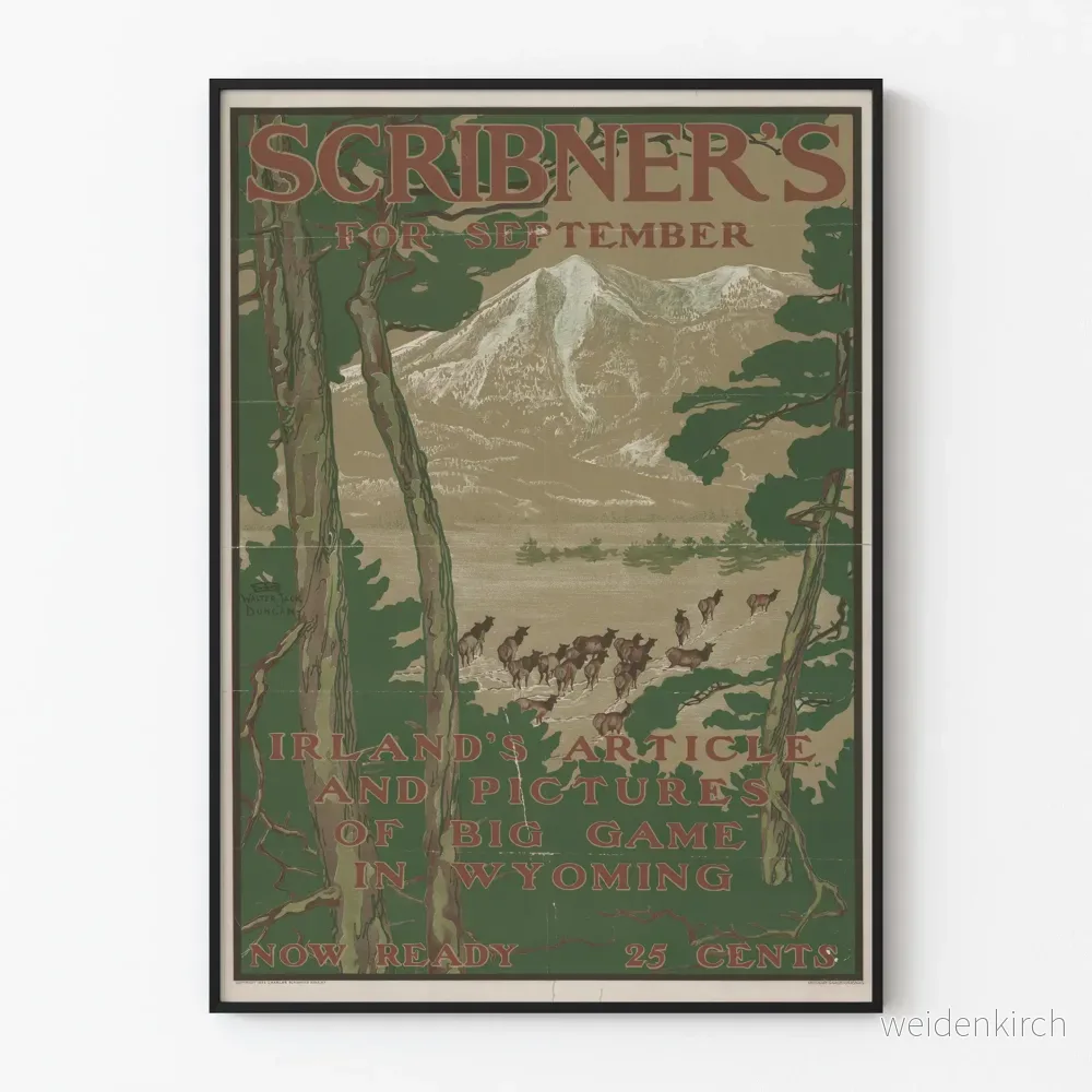 Vintageposter Scribner's september - Stort vilt från Wyoming