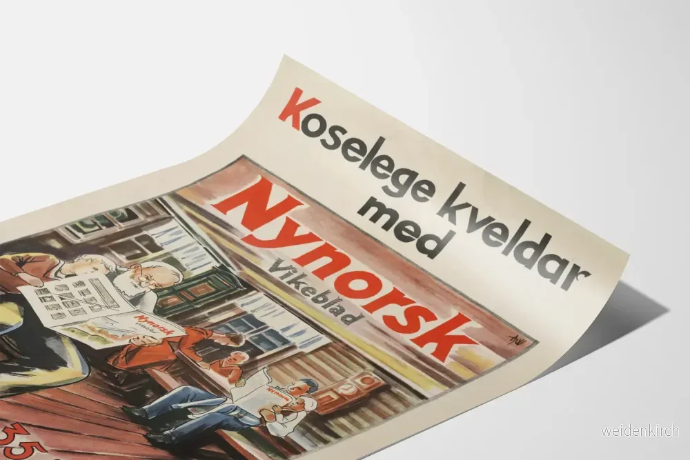 Vintage norsk Nynorsk affisch Vikeblad - Bild 3