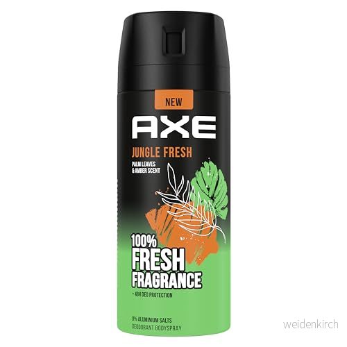 Axe Body Spray Jungle Fresh Deodorant utan aluminium ger effektivt skydd mot kroppslukt 150 ml i 48 timmar 8720181436710