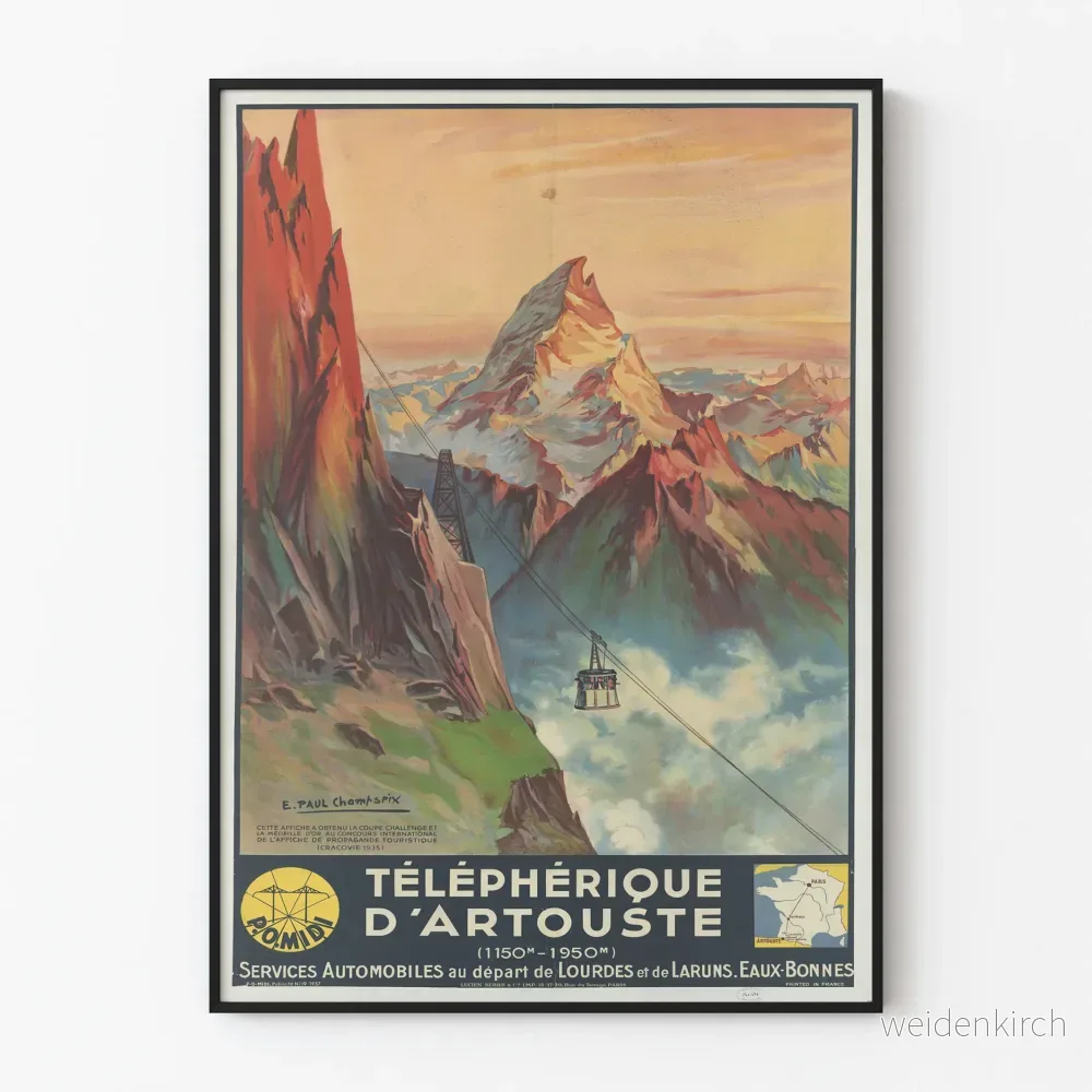 Vintageposter av Artouste linbana - Bergväggsdekor