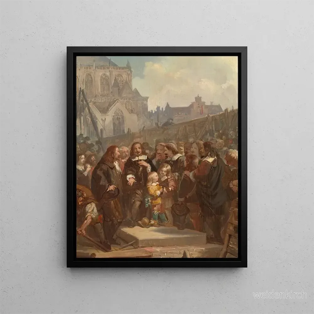 Målning La première pierre de l'hôtel de ville d'Amsterdam a été posée en 1648. - Barend Wijnveld