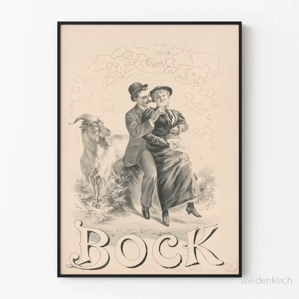 Vintageposter Bock Ungt par och get för väggdekoration
