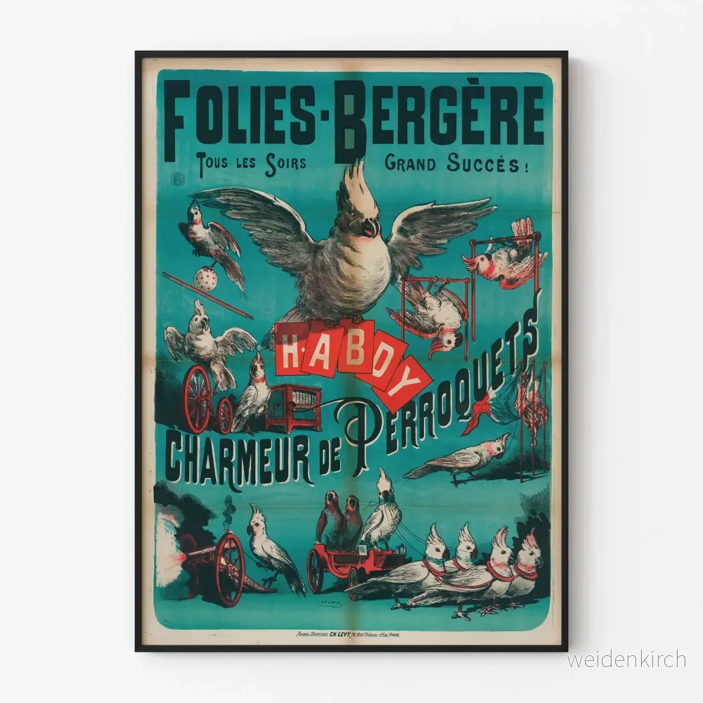 Vintageposter Folies Bergère Charmeur de Perroquets