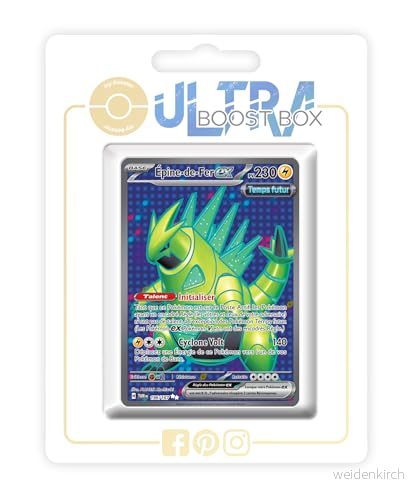 Épine de Fer ex (Iron Thorns ex) 196/167 Future Shiny Full Art Ultraboost X Écarlate et Violet 6 Mascarade Crépusculaire Box med 10 franska Pokémon kort 3701604919695