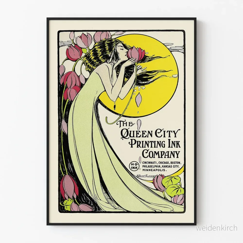 Art Nouveau-Poster The Queen City Printing Ink Company Art Nouveau-Poster The Queen City Printing Ink Company