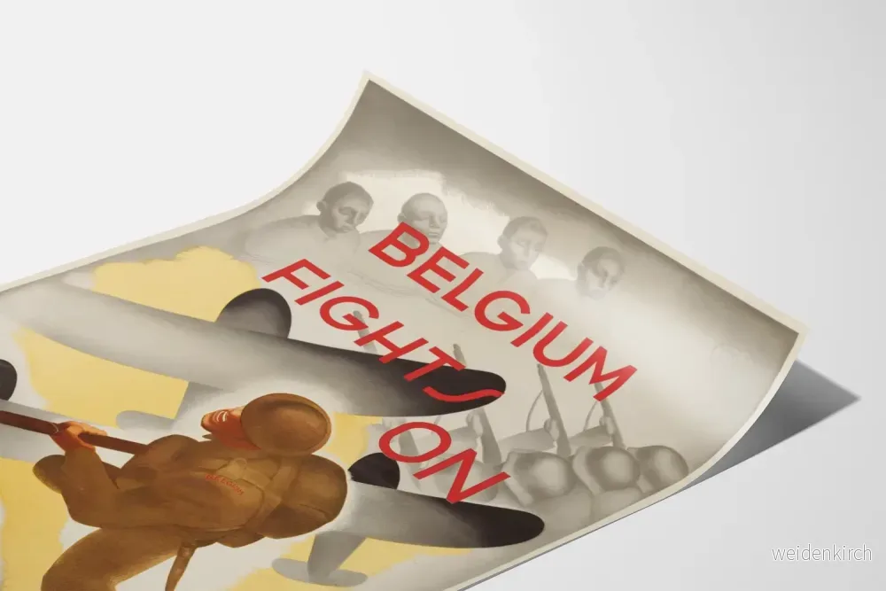 Vintageposter Belgien Fights On - Historisk Väggdekoration - Bild 3