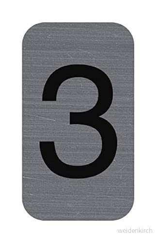 Exacompta Ref. 67183E 1 självhäftande nummerskylt 3 Tryckt väggskylt För alla ytor Borstat aluminiumutseende Mått : 2,5 x 4,4 cm Siffrorna hjälper till att vägleda dina besökare 3130630671831