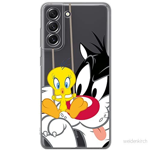 ERT GROUP mobiltelefonfodral för Samsung S21 FE originalt och officiellt licensierat Looney Tunes mönster Sylvester & Tweety 002 anpassad till formen på mobiltelefonen, gedeeltelijk transparant 5903932980875