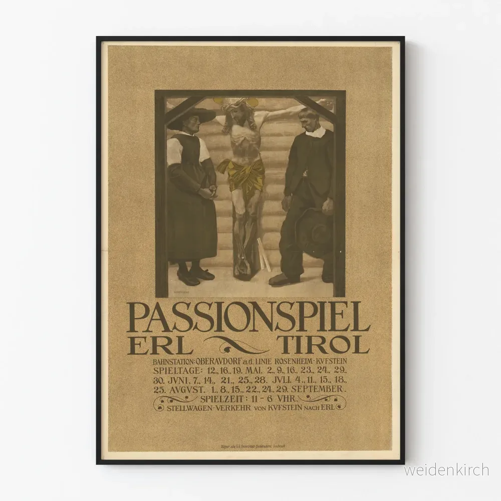 Vintageposter Passionspiel Erl Tirol för väggdekoration