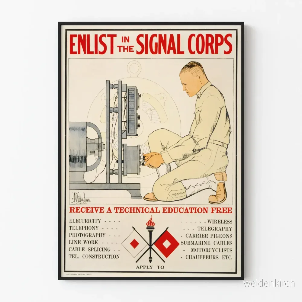 Vintageaffisch Signal Corps – Gratis teknisk utbildning