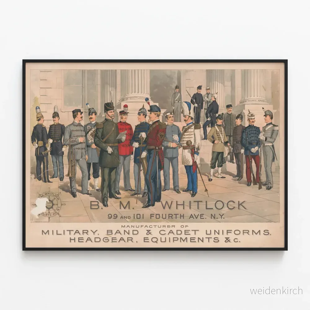 Vintageposter av militära uniformer B.M. Whitlock - Historisk väggdekoration