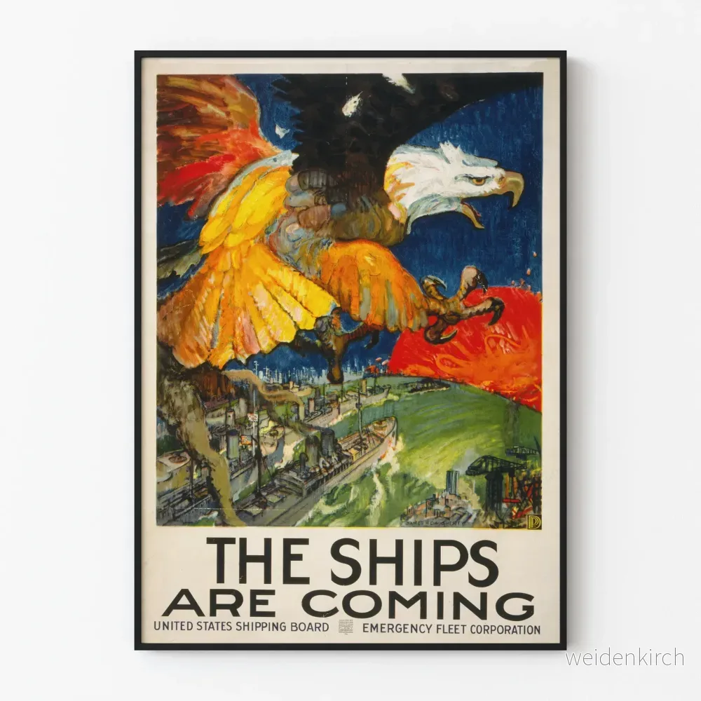 Vintageposter The Ships Are Coming - Maritim väggdekoration
