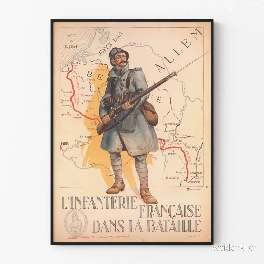 Vintage dekorativ poster - Den franska infanterin i slaget