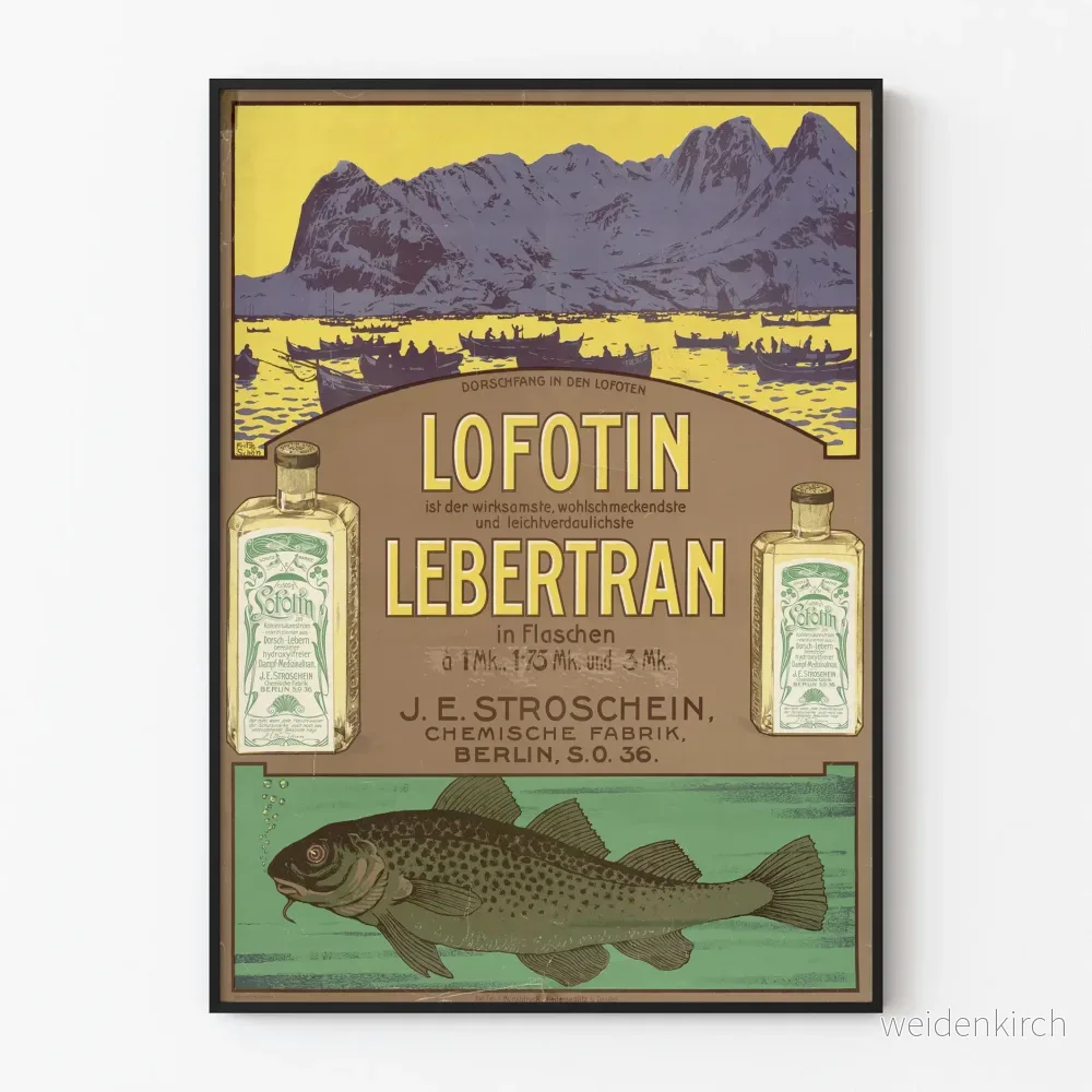 Vintageposter Lofotin Lebertran - Maritim väggdekoration och fiske