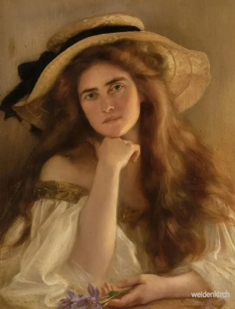 Målning Ung kvinna med stor hatt - Albert Lynch | Konsttryck - Bild 2