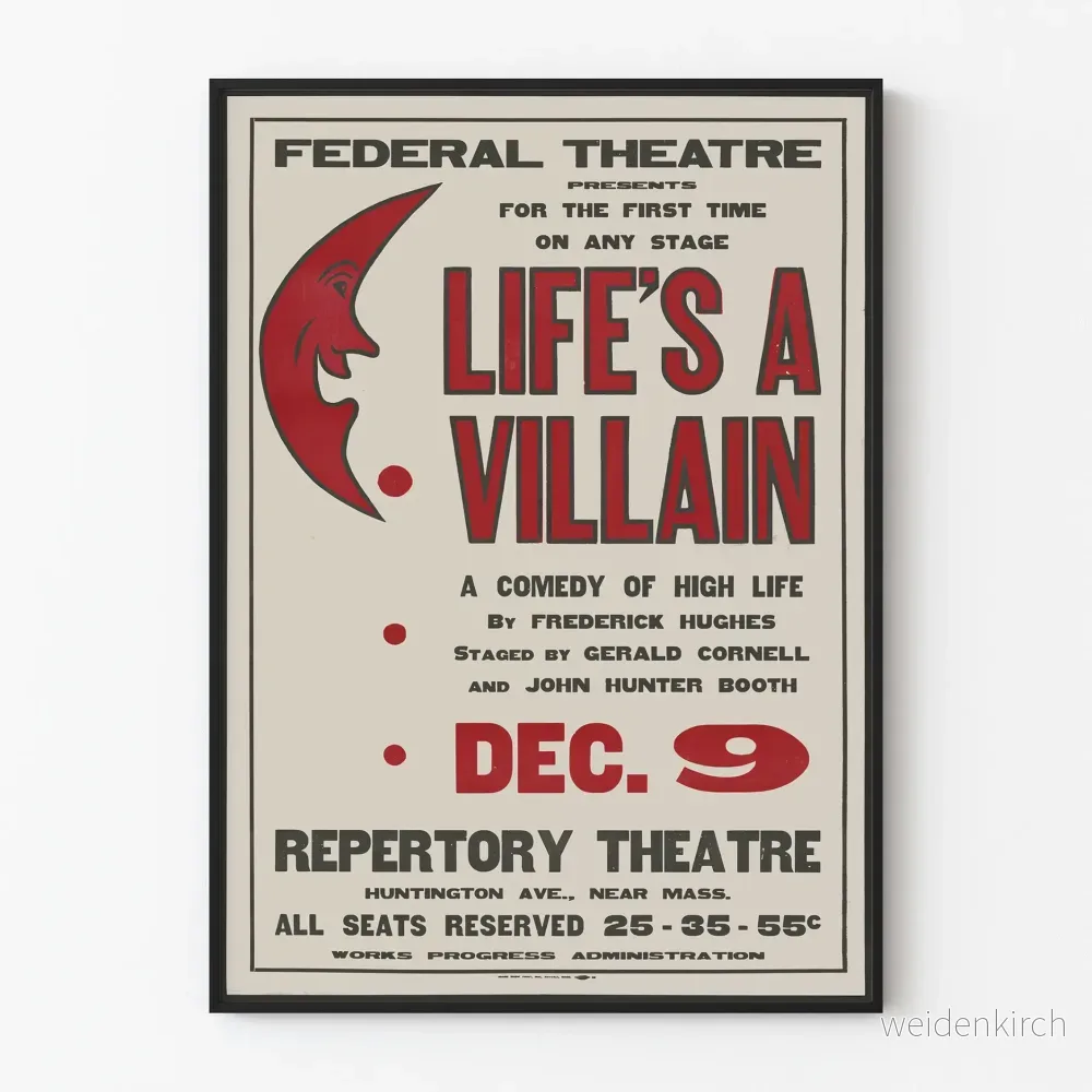 Vintageposter Life's A Villain - Teaterfädernas väggdekoration