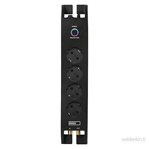 EMOS P54222 4 grenuttag med överspänningsskydd, 2 m kabel strömbrytare och LED display, skyddande kontakt flera uttag, 1800 J, utflöde 15000 A 8592920080221