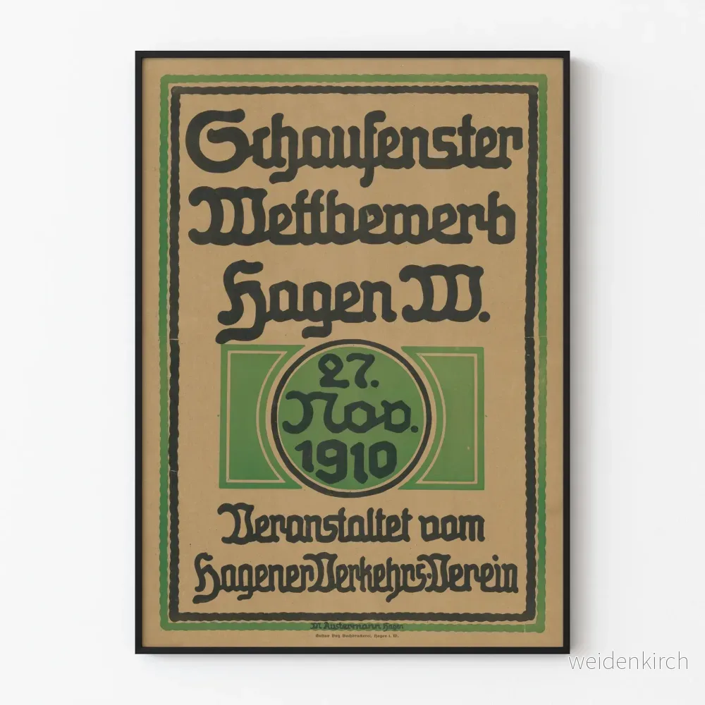 Vintage affisch tävlingsfönster Hagen 1910 väggdekoration