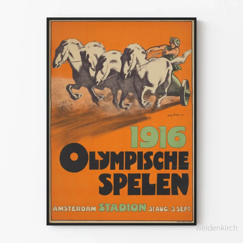 Vintageposter för Olympiska spelen 1916 Amsterdam – Sportig väggdekoration