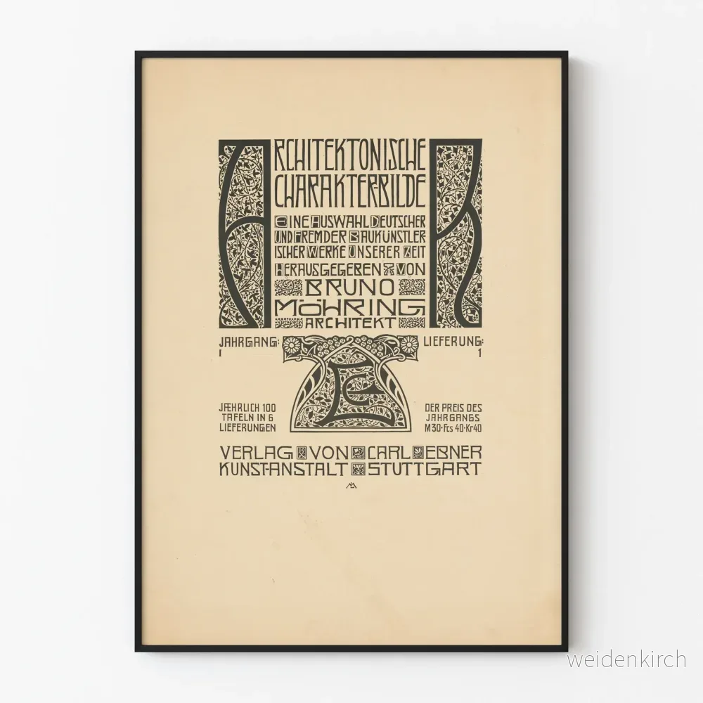 Art Nouveau-affisch Bruno Möhring – Arkitektonisk väggdekoration Art Nouveau-affisch Bruno Möhring – Arkitektonisk väggdekoration