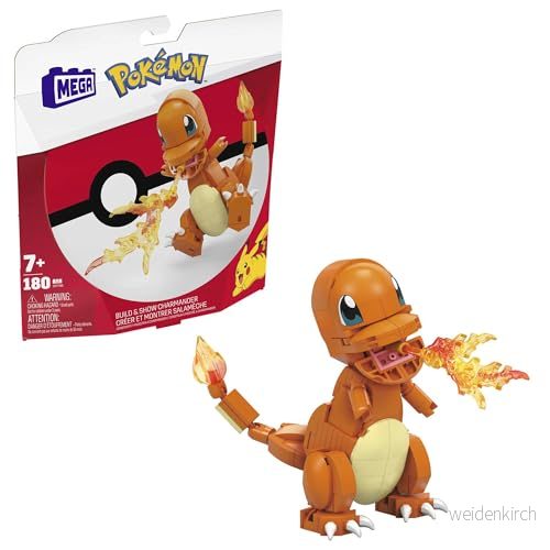 MEGA Construx Pokemon Charmander Building Set with Compatible Bricks and Pieces Poke Ball, Toy Gift for Ages 10 +, GKY96 887961834598