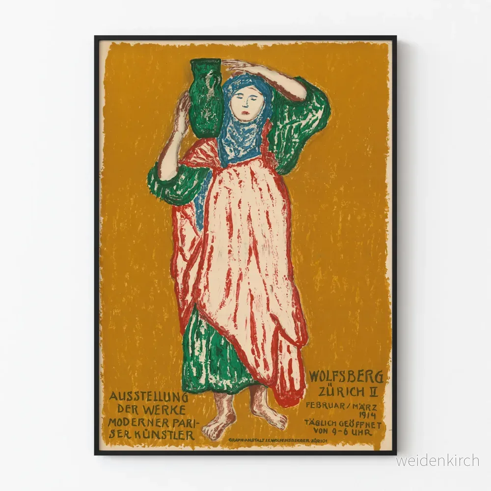 Vintageaffisch Expo Moderna Parisiska Konstnärers Verk 1914