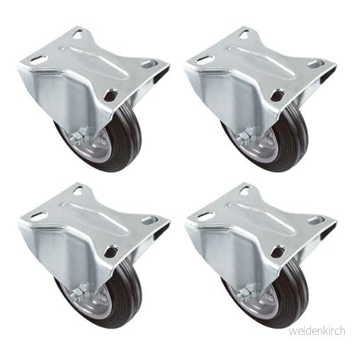 Amig - 4-pack fasta hjul Ø 80 mm Metallplatta Maxvikt 100 kg För flytt av tunga möbler eller apparater Rullager Vit nylonkärna Röd polyuretan 8413023933231