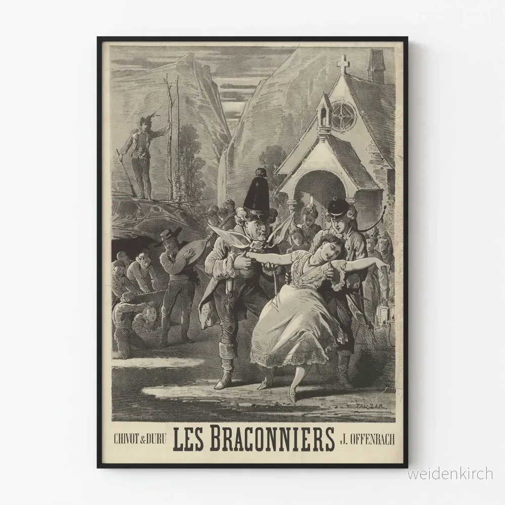 Vintageposter av Les Braconniers, Offenbachs operettkomedi