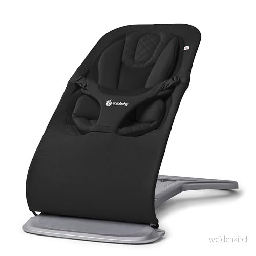 Ergobaby 3 in 1 Evolve Bouncer, Ergonomisk babysitter för nyfödda från födsel till småbarn, babygungstol med insats (2,5 kg 13,2 kg), Svart (Onyx Black) 1220000207745