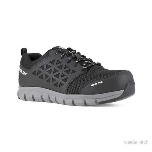 Reebok Work ib1031 S1P 39 Excel ljus Athletic skor skyddsskor skor, aluminium spets, topp och 3d microfiber mesh, storlek 39, Svart/Grå 690774426665