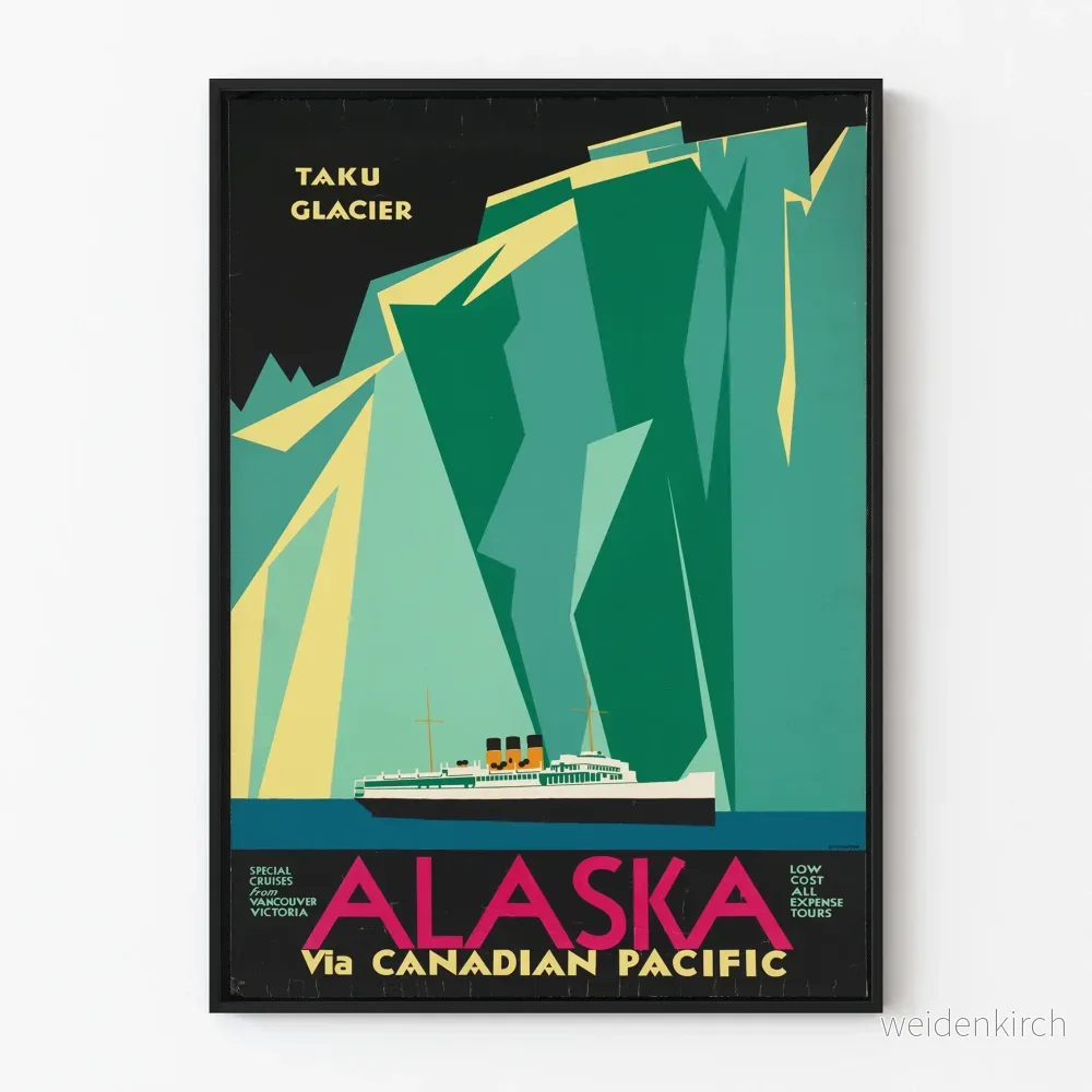 Vintageaffisch Alaska Taku Glaciären av Canadian Pacific