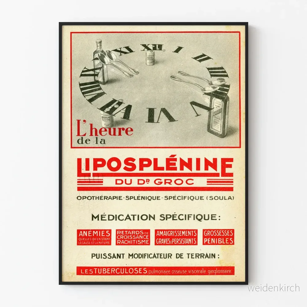 Vintageposter L'Heure de la Liposplénine - Retro medicinsk väggdekoration