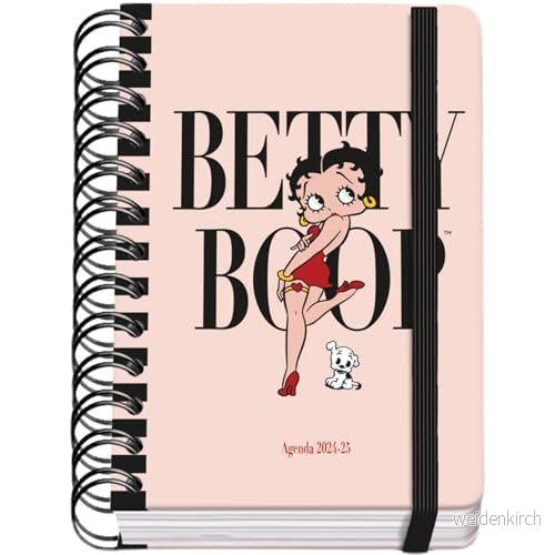 Dohe Skoldagbok 2024 2025, A6 (12 x 17 cm), stängning av ringar och gummi, spanska engelska, 4 sidor, september till juni, skolmaterial Betty Boop 8421938515565