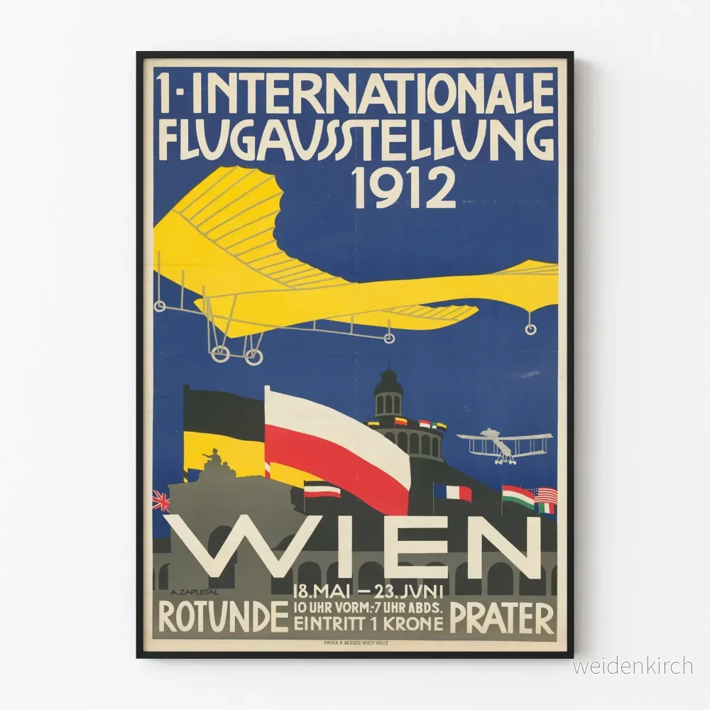 Vintageposter från den Internationella flygutställningen 1912 i Wien